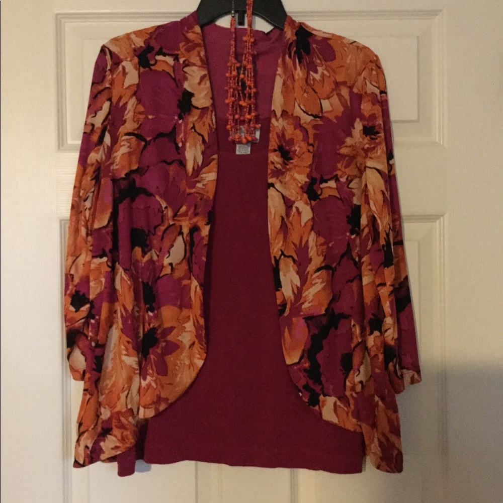 Chico’s Size 2 Fuchsia Orange Bolero Jacket